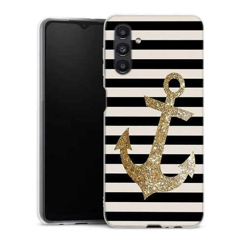 Coque Samsung Galaxy A04S original Gold Glitter Anchor in black